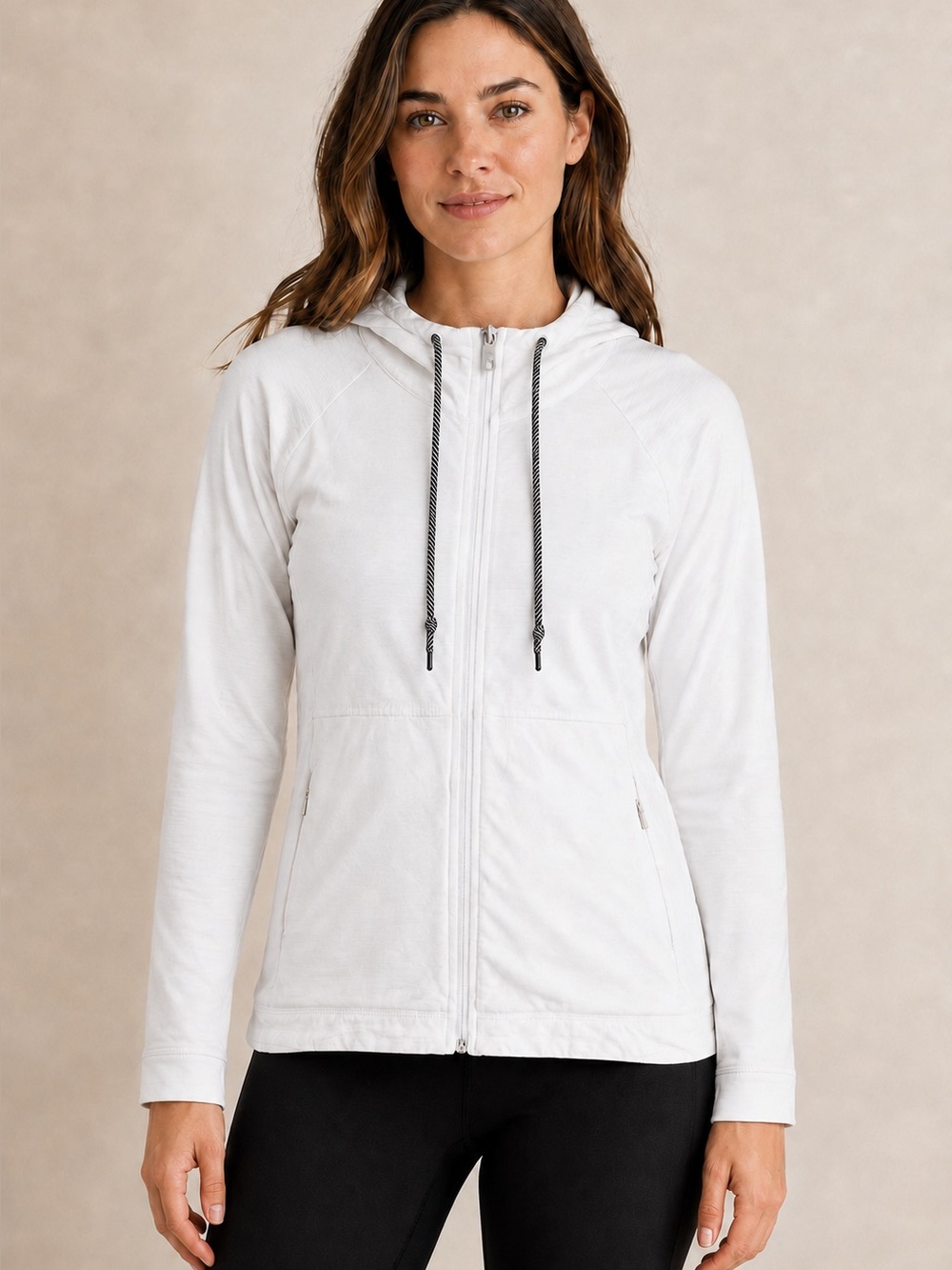 T by Talbots White Full-Zip Hooded Jacket Women’s Petite Medium MP
